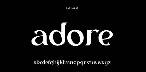 illustrations, cliparts, dessins animés et icônes de police élégante des lettres de l’alphabet. classique moderne serif lettrage minimal designs de mode. polices de décoration de typographie pour l’image de marque, le mariage, les invitations, les logos - compositeur typographe