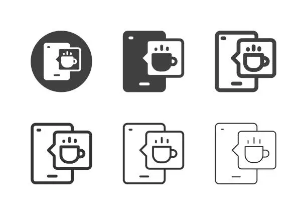 Vector illustration of Mobile Coffee Ordering Icons - Multi Series
