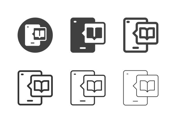 ilustrações de stock, clip art, desenhos animados e ícones de mobile reading icons - multi series - leitor de livros eletrónicos