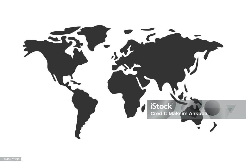 Icône plate de carte du monde vectorielle simple. - clipart vectoriel de Planisphère libre de droits
