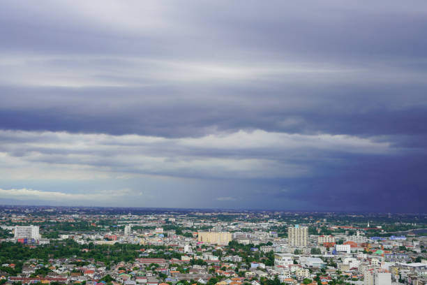 istock Cloudy sky over city before going to rain on rainy season 1334080850