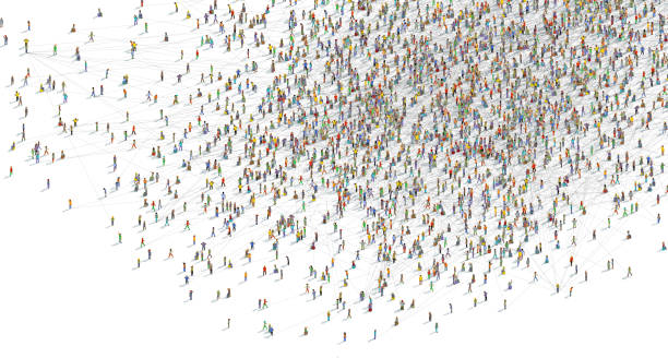 istock Top view of many different connected people - 3d illustration 1334086790