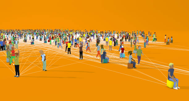 istock Top view of many different connected people - 3d illustration 1334086914