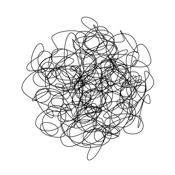 doodle vonal elszigetelt fehér háttér - bonyolultság témájú stock illusztrációk