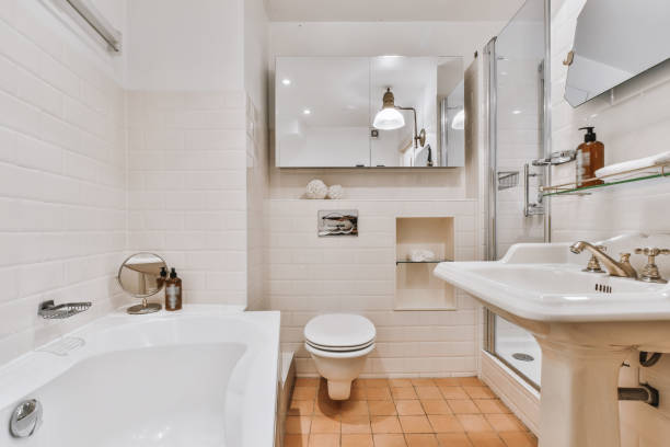 istock Interior design of beautiful and elegant bathroom 1334094446