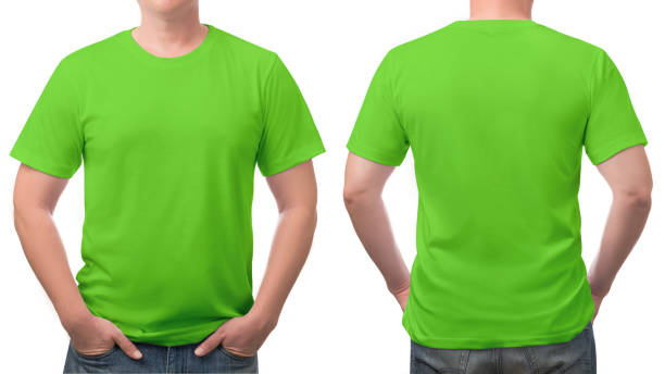 primo passo blu t-shirt cotone uomo modello isolato su bianco. - green t shirt foto e immagini stock