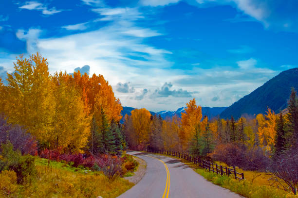 Roads-Mountain Road in Fall-Western Colorado