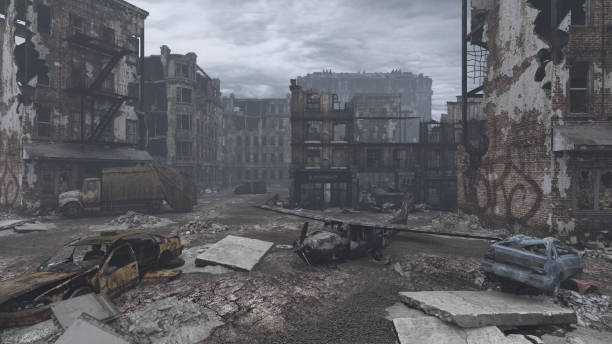 istock view of a destroyed post apocalyptic city 1334100936
