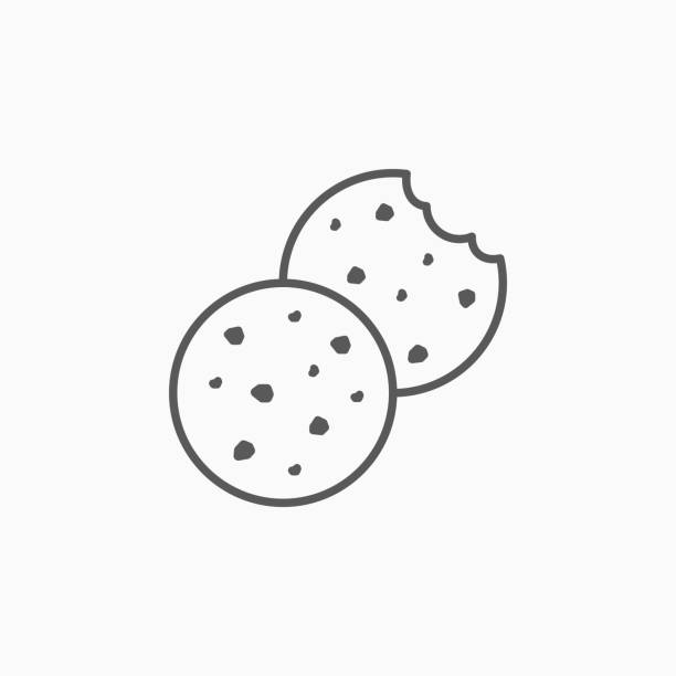 쿠키 아이콘, 베이커리 벡터 - baking bakery biscuit brown stock illustrations