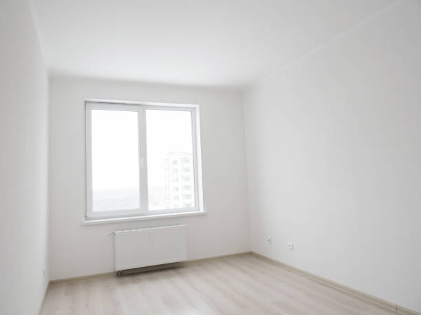 istock Empty light room with white wall interior and window. Property Estate 1334107540