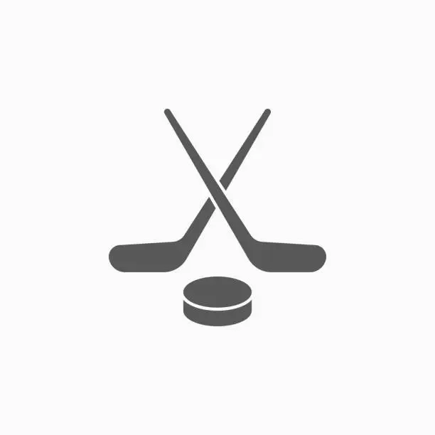 Vector illustration of hockey stick and puck icon