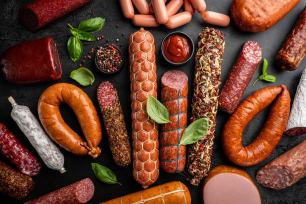 istock Set of different types of sausages 1334119440