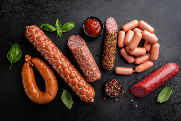 istock Set of different types of sausages 1334119444