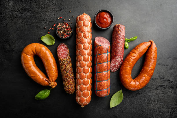 istock Set of different types of sausages 1334119445