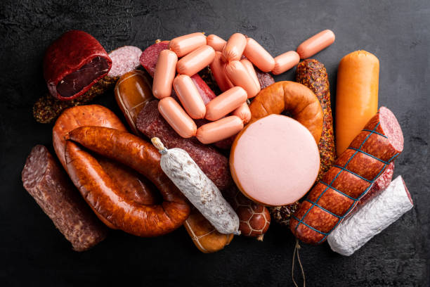 istock Set of different types of sausages 1334119446
