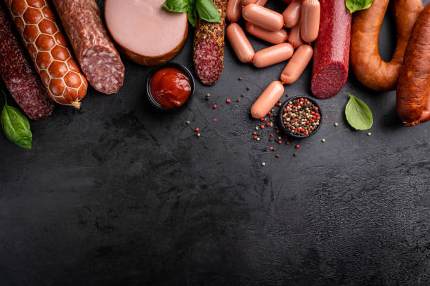 istock Set of different types of sausages 1334119448