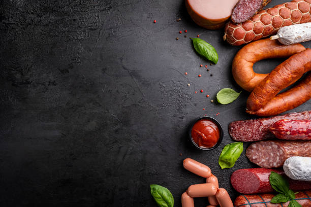 istock Set of different types of sausages 1334119450