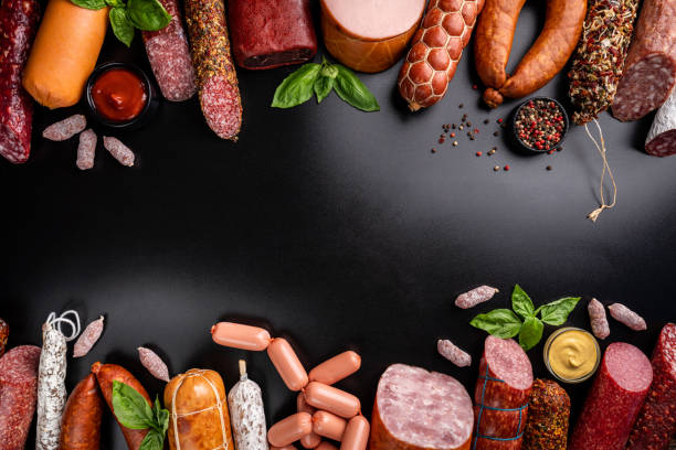 istock Set of different types of sausages 1334119454