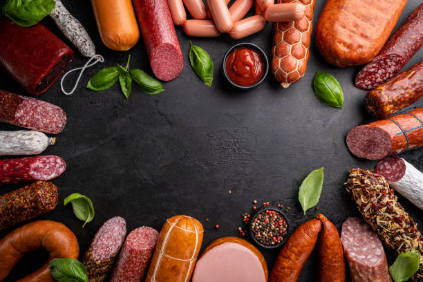 istock Set of different types of sausages 1334119456