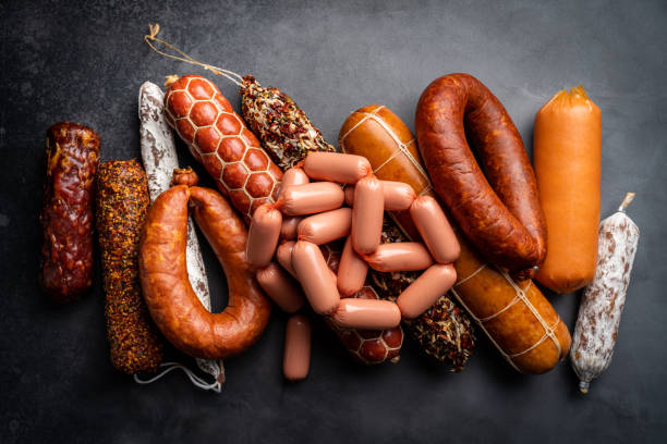 istock Set of different types of sausages 1334119465