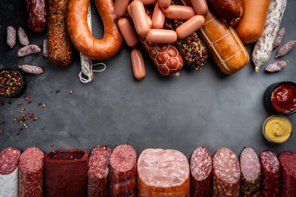 istock Set of different types of sausages 1334119469
