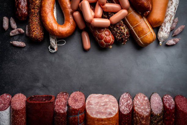 istock Set of different types of sausages 1334119480