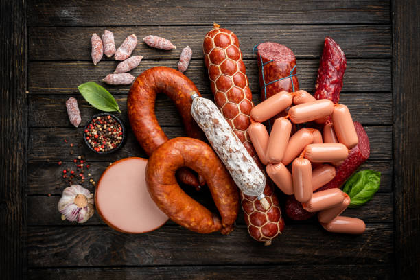 istock Set of different types of sausages 1334119483