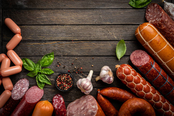 istock Set of different types of sausages 1334119485