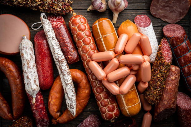 istock Set of different types of sausages 1334119490