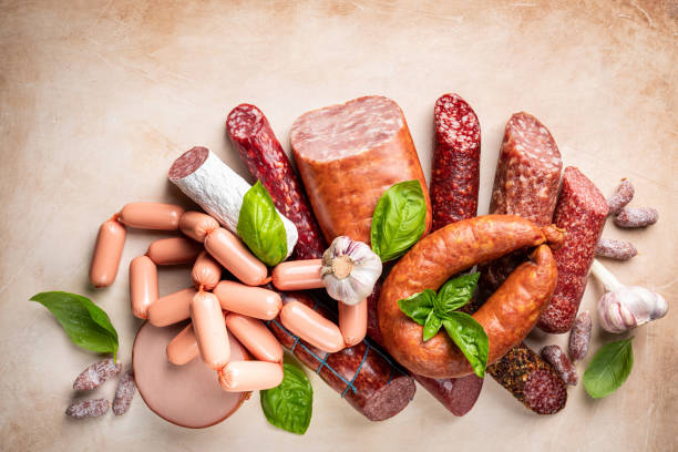 istock Set of different types of sausages 1334119494