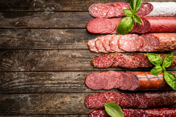 istock Set of different types of sausages 1334119508