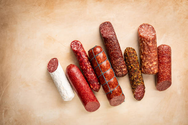 istock Set of different types of sausages 1334119509