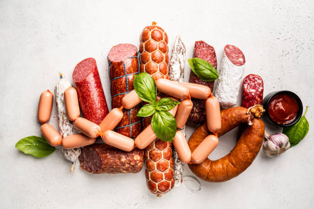 istock Set of different types of sausages 1334119522