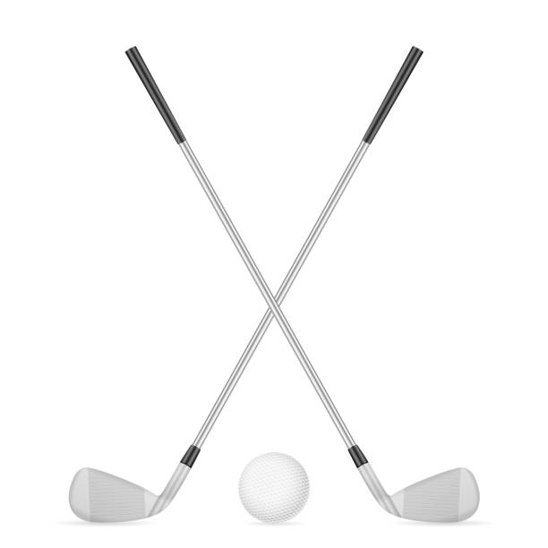 stockillustraties, clipart, cartoons en iconen met golf clubs and ball - golfclub