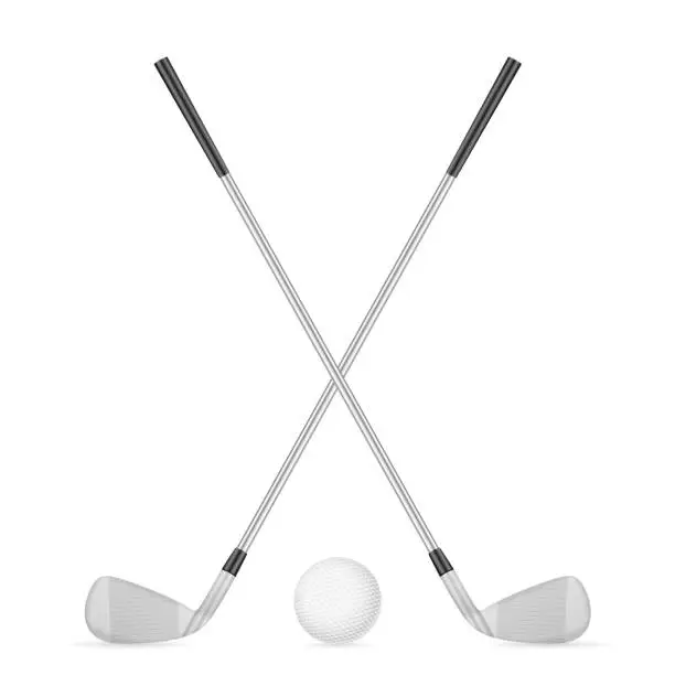 Vector illustration of Golf clubs and ball