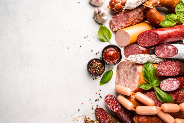 istock Set of different types of sausages 1334119531