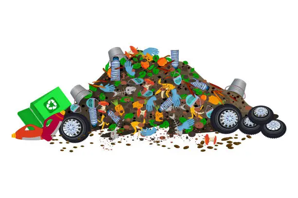 Vector illustration of Pile of garbage isolated on white background.