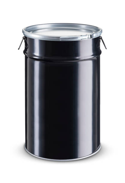 istock Isolated 60L black metal barrel. Clipping path included. 1334126541