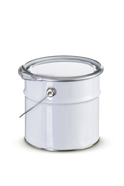 istock Isolated 3,4L white metal bucket. Clipping path included. 1334126549