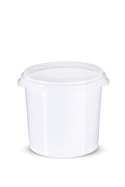 istock Isolated 27L white plastic bucket. Clipping path included. 1334126571