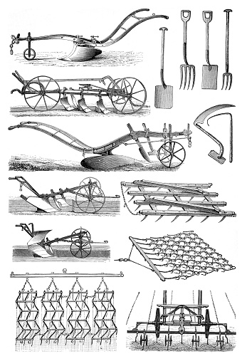 Agricultural machinery and equipment history drawing 1898
Original edition from my own archives
Source : Brockhaus 1898