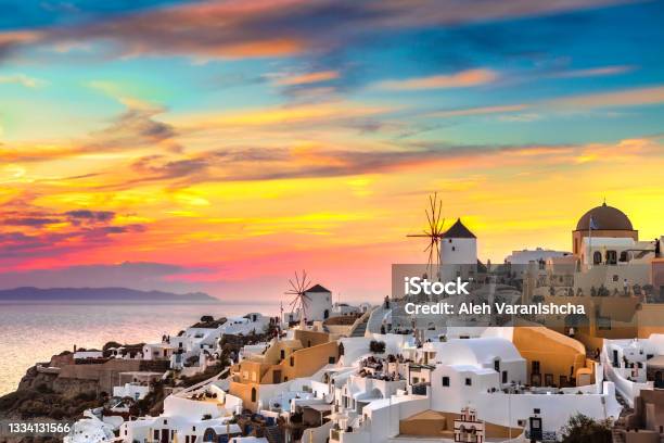View Of Oia The Most Beautiful Village Of Santorini Island Stock Photo - Download Image Now
