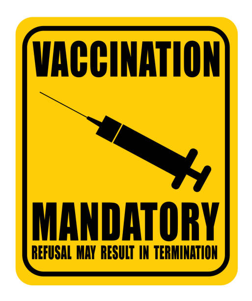 Vaccination Vaccination mandatory workplace sign mandate stock illustrations