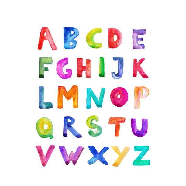 istock Hand drawn watercolor cute english uppercase alphabet 1334139233