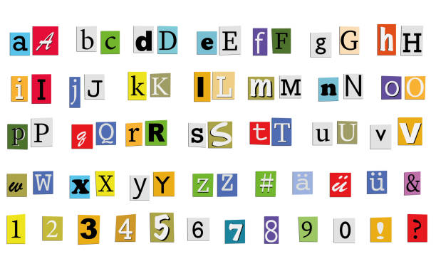 istock letters and numbers set, colorful alphabet newspaper cutout 1334141345