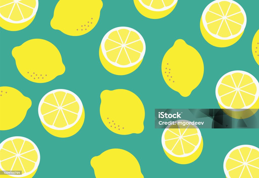 Lemon Pattern Cute Background Lemon Yellow Print Vector Stock ...