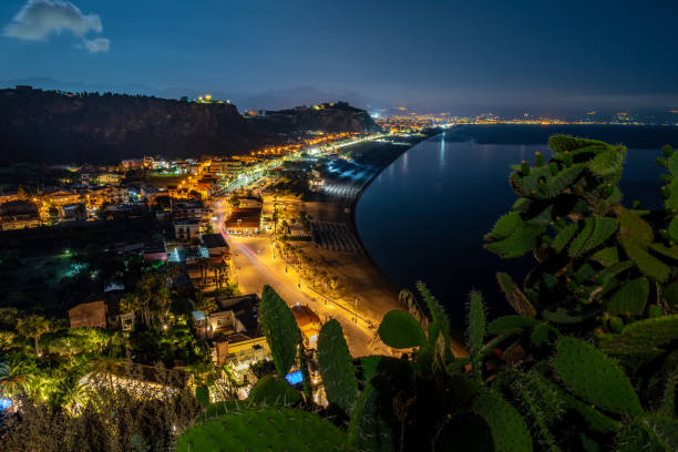 istock Milazzo Beach view at night 1334146878