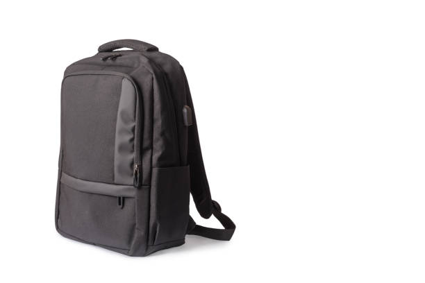 istock Schoolbag on a white background. Black material. Preschool education. 1334148202
