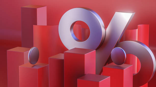 istock Percentage icon 3D on the red background 3d illustration 1334149989