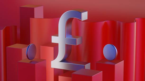 istock Pound icon 3D on the red background 3d illustration 1334149992